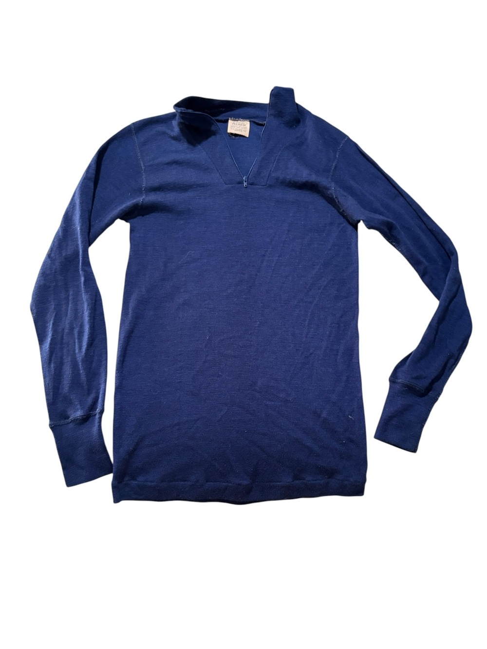 Vintage filson large wool 1/4 zip blue knit base layer sweater